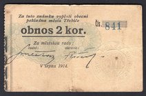 Czechoslovakia 2 Koruny 1914 Třebíč
VF