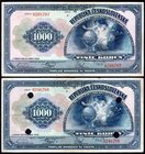 Czechoslovakia Lot of 2 Specimen Banknotes 1932 
1000 Korun 1932 Specimen