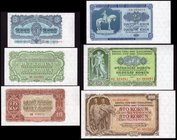 Czechoslovakia Lot of 6 Banknotes 1953 
 3 5 10 25 50 100 Korun 1953; UNC