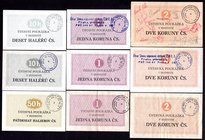 Czechoslovakia Lot of 18 Vouchers "Ústavní Poukázky" 
From 10 Haleru to 100 Korun