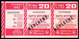 Czechoslovakia Uncut Coupon on 40 Fuel Litres Total 1982 SPECIMEN
XF