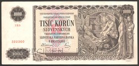 Slovakia 1000 Korun 1940 Specimen
P# 13s; № 1K6/322360