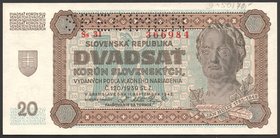 Slovakia 20 Korun 1942 Specimen
P# 7s; Ss31/366984; AUNC