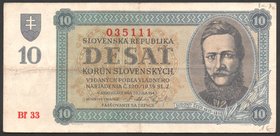 Slovakia 10 Korun 1943 
P# 6a; № Br33/035111