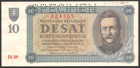Slovakia 10 Korun 1943 Specimen
P# 6s; № Di29/324365