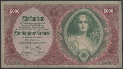 Austria 5000 Kronen 1922 
P# 79; № 1005-18029