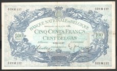 Belgium 500 Francs 1938 
P# 109; № 529M127