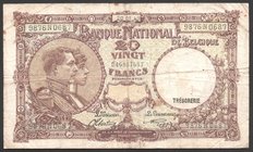 Belgium German Occupation-WWII 20 Francs 1943 
P# 111; 9876N0687
