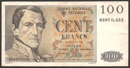 Belgium 100 Francs 1955 
P# 129b; № 6597Q552