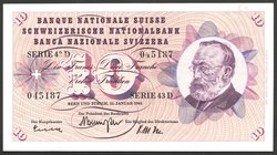 Switzerland 10 Francs 1965 
P# 45j; № 43D045187