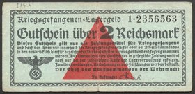 Germany POW Camp 2 Reichsmark 1939 
Ro#519; № 1-2356563; Rare