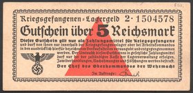 Germany POW Camp 5 Reichsmark 1939 
Ro#520; № 2-1504578; Rare