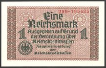 Germany Occupied Territories 1 Reichsmark 1940 - 1945
P# R136a; № 259-195425; UNC