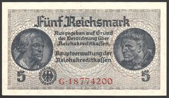 Germany Occupied Territories 5 Reichsmark 1940 - 1945
P# R138b; № G18774200; AUNC