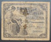 Belgian Congo 5 Francs 1920 Very Rare
P# 4; № E417860