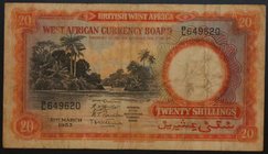 British West Africa 20 Shillings 1953 
P# 10; № B/L 649620