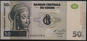 Congo 50 Francs 1997 UNC-
P# 89; № K0000789A