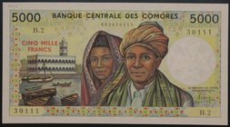 Comoros 5000 Francs 1984 UNC
P# 12a; № B.2 002630111