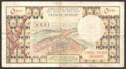 French Afars & Issas 5000 Francs 1975 
P# 35; № 01232309