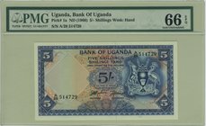 Uganda 5 Shillings 1966 ND PMG 66 EPQ
P# 1a