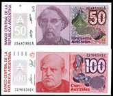 Argentina Lot of 2 Banknotes 1985 - 1990
50 - 100 Australes; P# 326b, 327c; AUNC-UNC