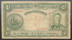 Bahamas 4 Shillings 1936 Very Rare
P# 9a; № A/4 008808