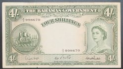 Bahamas 4 Shillings 1953 
P# 13c; № A/4 998670