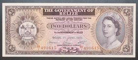 Belize 2 Dollars 1975 UNC
P# 34b; № B/1 491615
