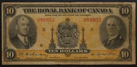 Canada Royal Bank 10 Dollars 1935 
PS# 1392; № 088953