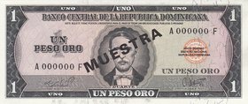 Dominican Republic 1 Peso 1964 - 1973 Specimen
P# 99s; UNC