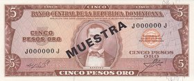 Dominican Republic 5 Peso 1964 - 1974 Specimen
P# 100s; UNC