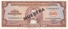 Dominican Republic 5 Peso 1964 - 1974 Specimen
P# 100s; UNC