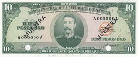 Dominican Republic 10 Pesos 1964 - 1974 Specimen
P# 101s; UNC