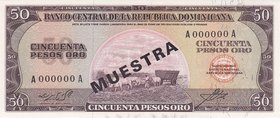 Dominican Republic 50 Pesos 1964 - 1974 Specimen
P# 103s; UNC