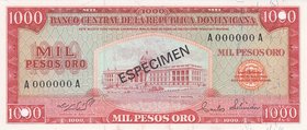 Dominican Republic 1000 Pesos 1975 Specimen
P# 115s; UNC