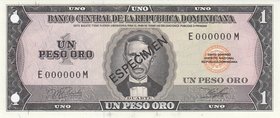 Dominican Republic 1 Peso 1977 Specimen
P# 108s; UNC