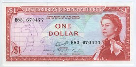 East Caribbean States 1 Dollar 1965 ND
P# 13f; UNC