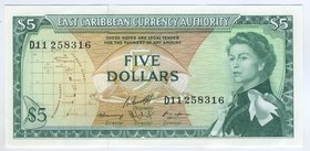 East Caribbean States 5 Dollars 1965 ND
P# 14h; UNC