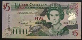 East Caribbean States 5 Dollars 2000 UNC
P# 37g; № A528458U