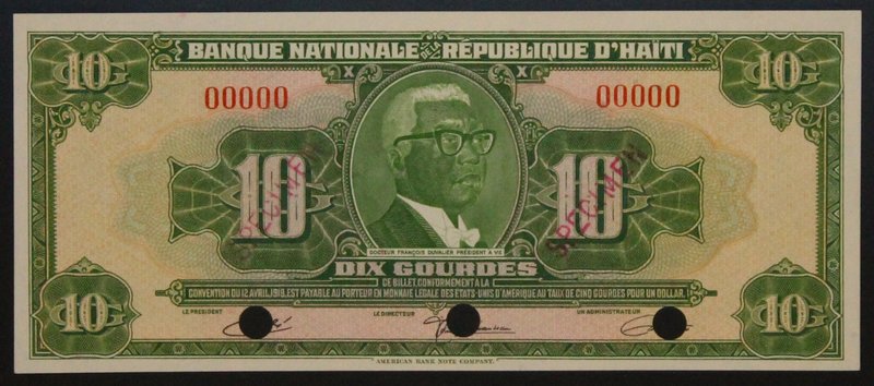 Haiti 10 Gourdes 1967 Specimen UNC Rare
P# 75; № 00000
