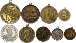Europe Nice Lot of 9 Medals 
Lot of German & Austria - Hungarian Medals with Different Motives in Different Metals
