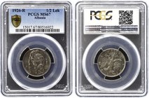 Albania 1/2 Lek 1926 R PCGS MS67
KM# 4; Nickel