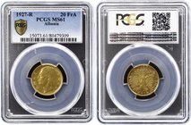 Albania 20 Franga Ari 1927 R PCGS MS61
KM# 10; Gold; Zog I