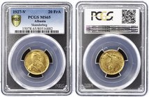 Albania 20 Franga Ari 1927 V PCGS MS65
KM# 12; Gold; Skanderberg