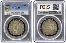 Cyprus 18 Piastres 1940 PCGS AU53
KM# 26; Silver; Georgius VI