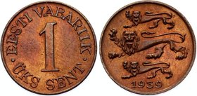 Estonia 1 Sent 1939 
KM# 19; UNC Red Mint Luster