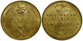 Spain 1 Peseta 1948 Pattern
Guerra# 267; Аluminum-bronze; 21 mm; Trial strike of 1 peseta coin. In obverse symbols of the factory who built the machi...