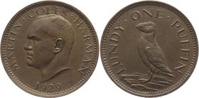 Lundy 1 Puffin 1929 British Administration
X# Tn2; Copper 10,0g.