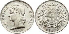 Portugal 1 Escudo 1915 
KM# 564; Silver; Nice Mint Luster