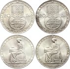 Portugal Lot of 2 Coins 
20 Escudos 1953; Silver; Financial Recovery